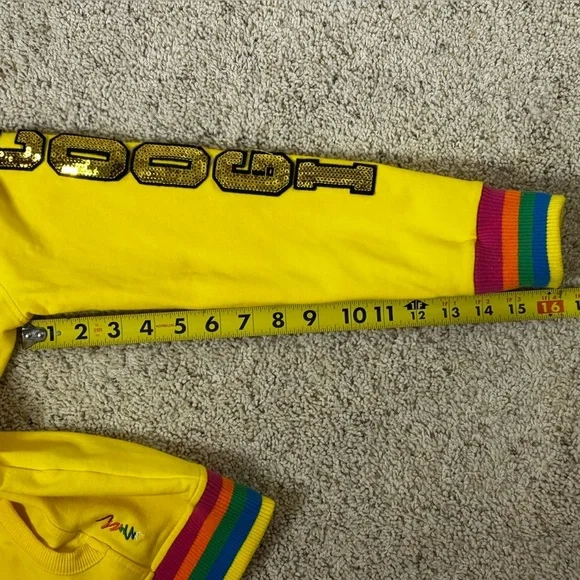 COOGI Girls Yellow Sweatshirt Fitted Zip Hoodie Striped Accents Size 12-14 - Picture 9 of 14